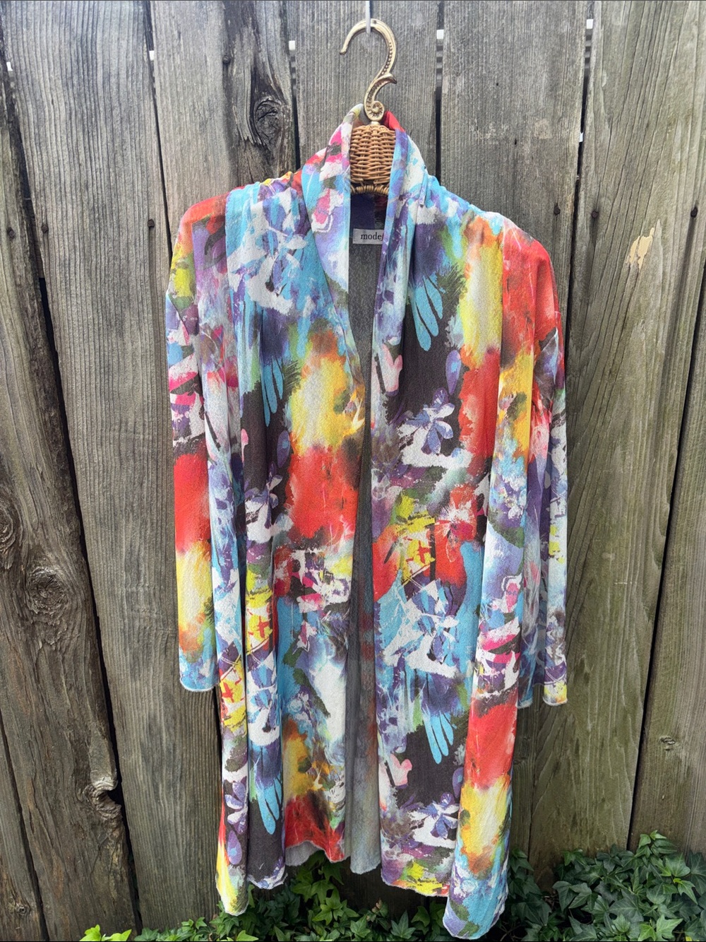 Modelia Artsy Chic Watercolor Kimono Duster Cardigan Women’s Size XL
